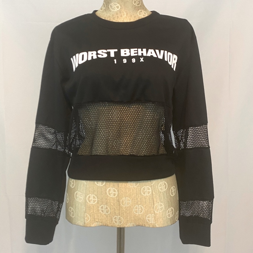 Black with Mesh “Worst Behavior 199X” Sweatshirt